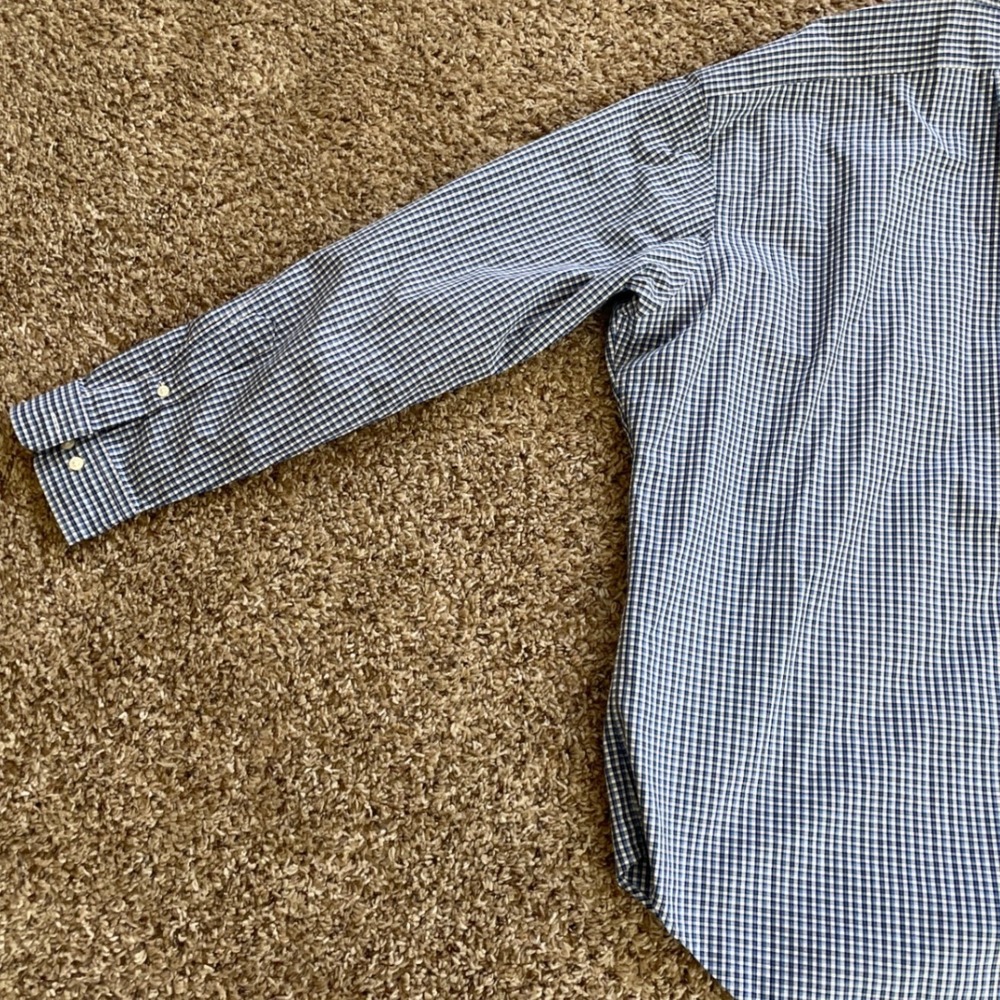 Ralph Lauren Mens Classic Fit Gingham Button Down Shirt Blue Size 17.5 34/35 - Picture 10 of 12